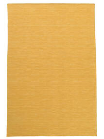 Kelim Loom 250X350 Grande Amarelo Cor Única Tapete Lã