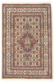  Persischer Moud Teppich 62X90 Beige/Dunkelrot (Wolle, Persien/Iran)