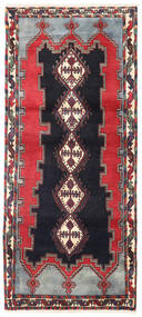 90X200 Afshar/Sirjan Orientalisk Hallmatta Röd/Mörkgrå (Ull, Persien/Iran) Carpetvista