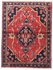  Orientalsk Nahavand Teppe 110X146 Rød/Mørk Lilla Ull, Persia/Iran Carpetvista