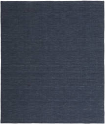  200X250 Plain (Single Colored) Kilim Loom Rug - Navy Blue Wool, 