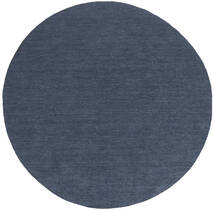  Wool Rug Ø 250 Kelim Loom Navy Blue Round Large