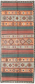 絨毯 ペルシャ キリム ファーシュ 155X380 廊下 カーペット レッド/グレー (ウール, ペルシャ/イラン)