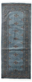79X198 Pakistan Buchara 3Ply Teppich Orientalischer Läufer Dunkelgrau/Blau (Wolle, Pakistan) Carpetvista