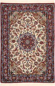 Isfahan Seidenkette Teppich 71X102 Dunkelrot/Beige Wolle, Persien/Iran