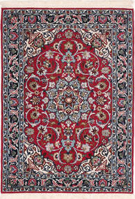 Alfombra Oriental Isfahan Urdimbre De Seda 72X103 Rojo/Gris ( Persia/Irán)