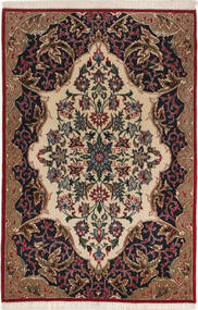 71X103 絨毯 イスファハン 絹の縦糸 オリエンタル 茶色/ベージュ (ペルシャ/イラン)