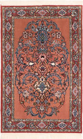 イスファハン 絹の縦糸 絨毯 72X106 ペルシャ レッド/ダークレッド 小