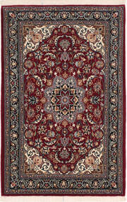 Tappeto Isfahan Ordito In Seta 67X106 Rosso Scuro/Grigio Scuro ( Persia/Iran)