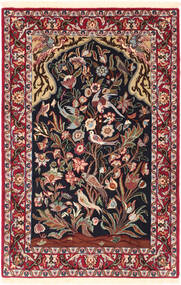 絨毯 ペルシャ イスファハン 絹の縦糸 70X107 レッド/ダークピンク (ウール, ペルシャ/イラン)