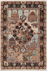 絨毯 ペルシャ タブリーズ 50 Raj シルク製 100X148 茶色/オレンジ (ウール, ペルシャ/イラン)