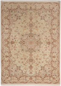  Orientalischer Täbriz 50 Raj Mit Seide Teppich 107X150 Beige/Orange Wolle, Persien/Iran