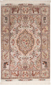  Persischer Täbriz 50 Raj Mit Seide Teppich 102X150 Beige/Braun (Wolle, Persien/Iran)