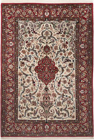  イスファハン 絹の縦糸 絨毯 110X157 ペルシャ レッド/ベージュ 小