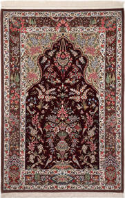  Oosters Ghom Kork/Zijde Vloerkleed 110X160 Donkerrood/Rood Perzië/Iran
