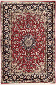  Persischer Isfahan Seidenkette Teppich 110X160 Rot/Dunkelrot ( Persien/Iran)