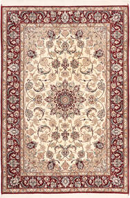  Orientalischer Isfahan Seidenkette Teppich 113X163 Beige/Orange Persien/Iran