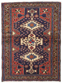  Orientalisk Hamadan Matta 100X134 Röd/Mörklila Ull, Persien/Iran Carpetvista