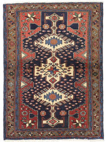  100X139 Hamadan Vloerkleed Rood/Donkergrijs Perzië/Iran Carpetvista