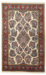 103X163 Alfombra Sarough Fine Oriental Beige/Rojo Oscuro (Lana, Persia/Irán) Carpetvista