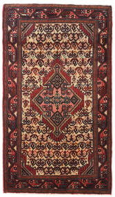 絨毯 ハマダン 79X137 ダークレッド/レッド (ウール, ペルシャ/イラン)