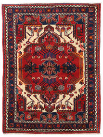 110X148 Tapis D'orient Hamadan Rouge/Violet Foncé (Laine, Perse/Iran) Carpetvista