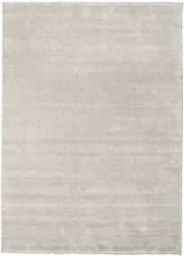  400X500 Einfarbig Groß Handloom Fringes Teppich - Greige Wolle
