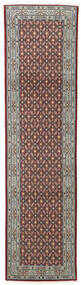  Persischer Moud Teppich 80X297 Läufer Grau/Dunkelrot ( Persien/Iran)