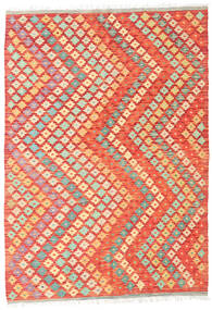124X174 Tapis Kilim Afghan Old Style D'orient Rouge/Beige (Laine, Afghanistan) Carpetvista