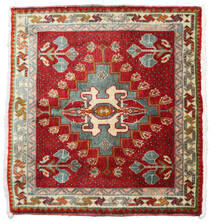 58X63 Dywan Kaszkaj Orientalny Kwadratowy Czerwony/Szary (Wełna, Persja/Iran) Carpetvista