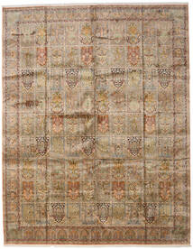 307X394 絨毯 オリエンタル カシミール ピュア シルク オレンジ/ベージュ 大きな (絹, インド) Carpetvista
