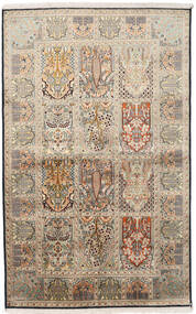 122X195 Kaschmir Reine Seide Teppich Orientalischer Beige/Dunkelgrau (Seide, Indien) Carpetvista