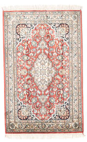 63X98 絨毯 カシミール ピュア シルク オリエンタル ベージュ/レッド (絹, インド) Carpetvista