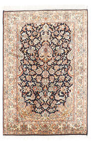  63X94 Kashmir Pure Silk Rug Beige/Dark Grey India Carpetvista