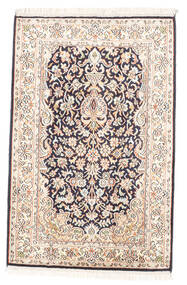  63X97 Kashmir Pure Silk Rug Beige/Dark Grey India Carpetvista
