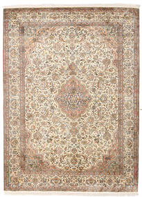 Kashmir Pure Silk Rug 160X217 Beige/Orange Silk, India Carpetvista