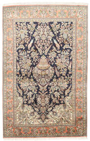 124X193 Kashmir Pure Silke Tæppe Orientalsk Beige/Mørkegrå (Silke, Indien) Carpetvista