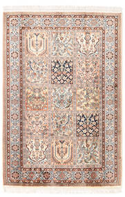 Kashmir Pure Silk Rug 81X118 Beige/Brown Silk, India Carpetvista