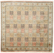 233X241 Kashmir Pure Silk Rug Oriental Square Beige/Orange (Silk, India) Carpetvista