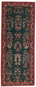 82X206 Ghom Kork/Seide Teppich Orientalischer Läufer Grün/Rot (Wolle, Persien/Iran) Carpetvista