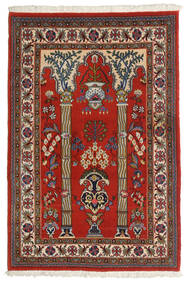  Persian Qum Kork/Silk Rug 82X123 Brown/Red (Wool, Persia/Iran)