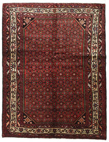  Oosters Hosseinabad Vloerkleed 154X202 Bruin/Rood Wol, Perzië/Iran Carpetvista