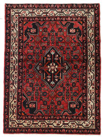 Hosseinabad Teppich 102X148 Dunkelrot/Rot Wolle, Persien/Iran Carpetvista