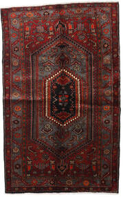 Hamadan Matta 124X142 Mörkröd/Röd Ull, Persien/Iran Carpetvista
