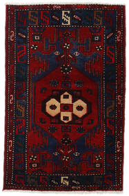 80X125 Hamadan Teppich Orientalischer Schwarz/Dunkelrot (Wolle, Persien/Iran) Carpetvista