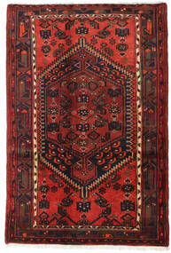 絨毯 ペルシャ ハマダン 130X193 ダークレッド/レッド (ウール, ペルシャ/イラン)