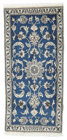 68X143 Alfombra Oriental Nain Gris/Azul Oscuro (Lana, Persia/Irán) Carpetvista