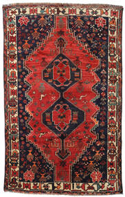  Oosters Shiraz Vloerkleed 158X250 Rood/Donker Roze Wol, Perzië/Iran Carpetvista
