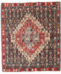 Kelim Senneh Fine Matot Matto 127X150 Punainen/Ruskea Villa, Persia/Iran Carpetvista