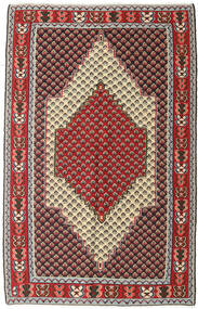  Kelim Senneh Fine 127X202 Persischer Wollteppich Rot/Braun Klein Carpetvista